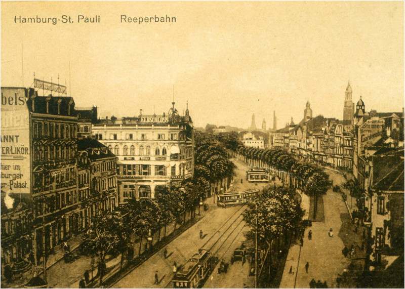 Der Spielbudenplatz um 1900 auf der Reeperbahn in St. Pauli Hamburg